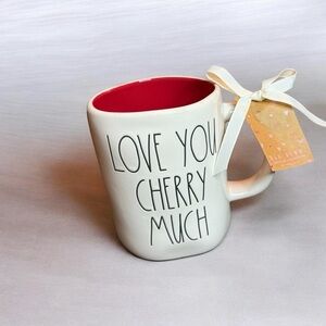 Rae Dunn White Ceramic Mug with Red Interior - "Love You Cherry Much"